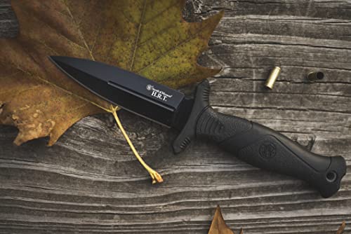 Smith & Wesson 8.5 in High Carbon SS Fixed Blade Knife with 4 in False Edge Blade for Outdoor Tactical Survival and EDC,Black