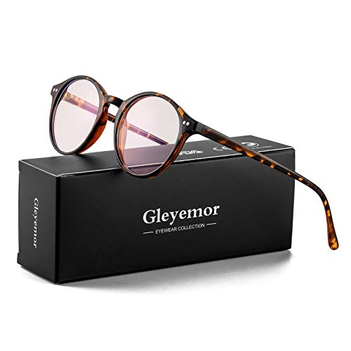 Gleyemor Blue Light Glasses for Men Women, Vintage Round Frame Computer Eyeglasses