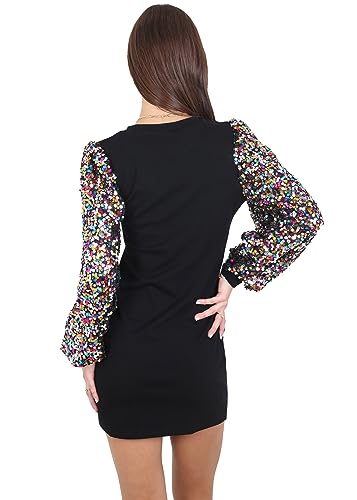 Anna-Kaci Womens Long Sleeve Sequin Party Bodycon Dress Cocktail Sparkle Wedding Evening Clubwear A Line Mini Short Dress
