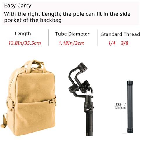 HAFOKO Professional Carbon Fiber Extension Monopod Pole Stick Rod 1/4'' Compatible for DJI RS4/RS4 PRO/RS3 Mini/RS3/RS3 PR...