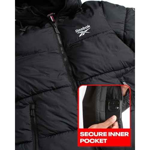 Reebok Mens Winter Jacket - Warm Heavyweight Mens Winter Coat - Wind Water Resistant Insulated Quilted Puffer Jackets for Men