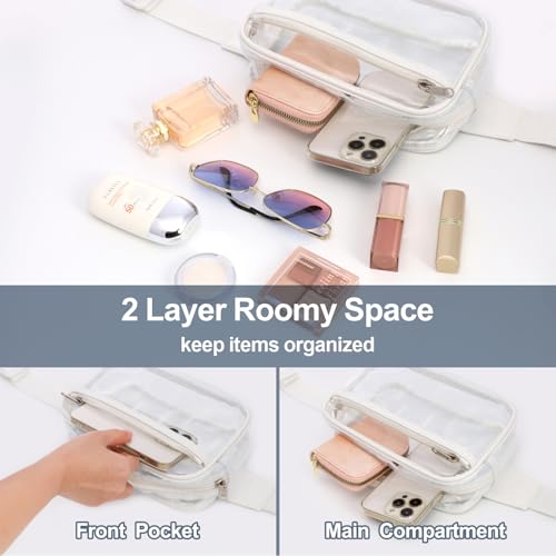 Veckle Clear Fanny Pack Stadium Approved - Plus Size Only 35" - 51" Transparent Belt Bag for Women Crossbody Clear Bag for...