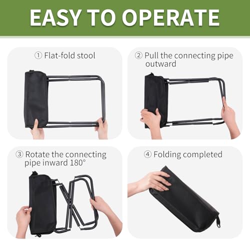 FAMJOALE Foldable Camping Stool, Portable Collapsible Chair for Adults, Folding Telescopic Stool with Carry Bag, Outdoor U...
