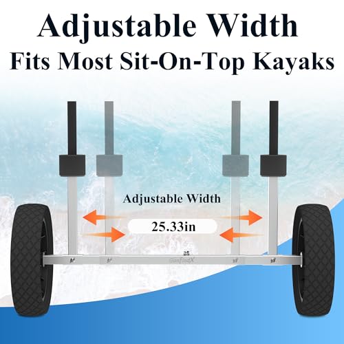 GanFindX Kayak Cart Canoe Trolley Carrier Kayak Accessories Transport Dolly with Solid Foam Wheels Detachable Frame Uprigh...