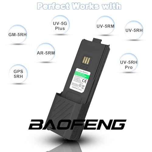 BAOFENG UV-5RM Battery 6800mAh AR-5RM Two Way Radio USB-C Charging 7.4V Extended Replacement Battery Compatible for GM-5RH/UV-5G Plus GMRS/UV-5RH Pro GPS Radio (2 Packs 6800mAh)