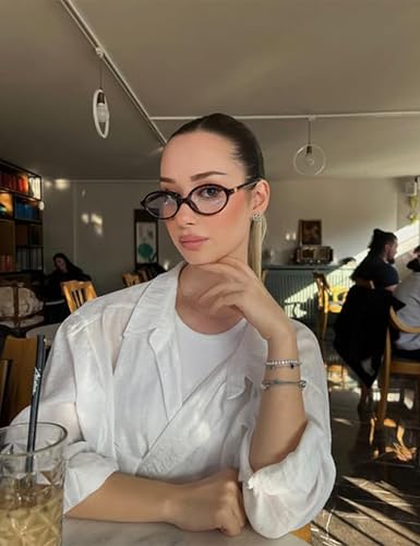 Slocyclub Fashion Oval Blue Light Blocking Glasses for Women Men Vintage Oval Small Frame Eyeglasses Retro Glasses, Whiske...