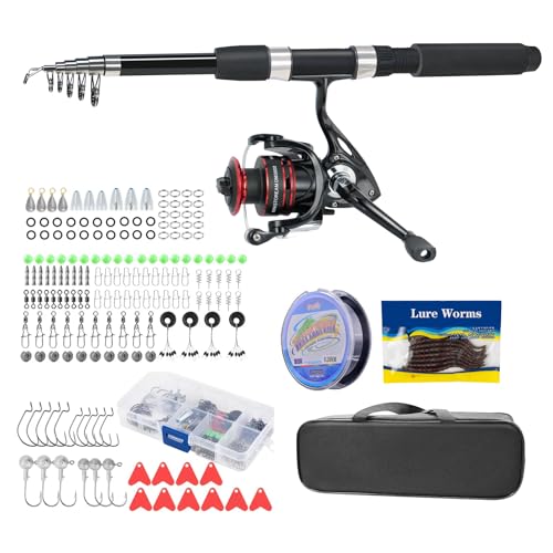 Fishing Pole Combo Set,2.1m/6.89ft 145pcs Fishing Accessories Kit Collapsible Rods Spinning Reel High Speed Reels Fishing ...