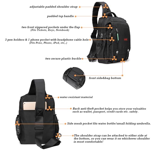 NICGID Sling Bags Chest Shoulder Backpacks, 12.5'' 13.3'' 14.1'' 15.6''Laptop Backpack Crossbody Messenger Bag Travel Outdoor