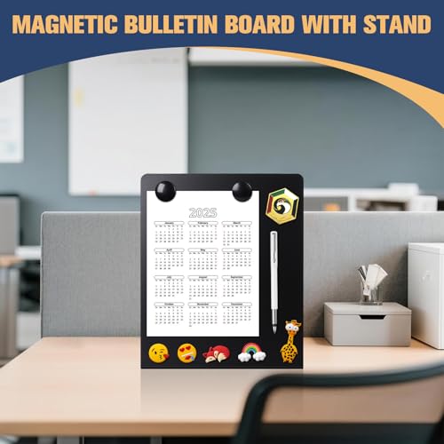 2 Pcs Large Magnetic Bulletin Board with Stand, 12x10inch Metal Magnet Display Board, Tabletop Memo Board, Memo Display Ea...