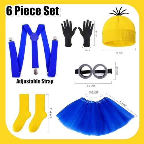 Halloween Costume for Girls, Halloween Party Cosplay Set With Goggles, Beanie, Tutu Skirt, Suspenders, Gloves, Socks