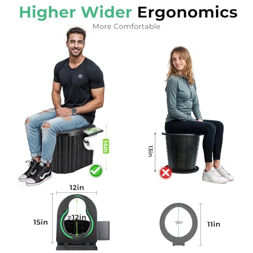 Sckee Camping Toilet, Portable Toilet for Adults, Portable Travel Folding Toilet with Lid and Paper Holder, Compact Potty ...