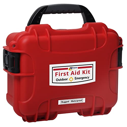 MFASCO First Aid Kit Waterproof Rugged Resin Case for Outdoor Sporting Activities Home Organized Treatment Packs 111 Piece...
