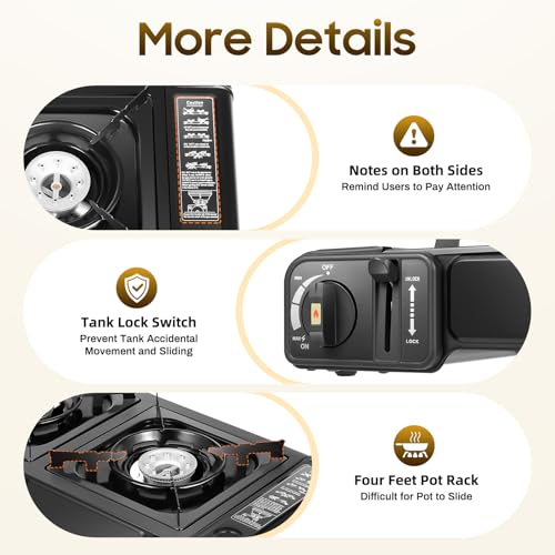 Camping Stove, Portable Butane Camping Stove, Propane Stove 2 Burner Propane Gas Stove, Double Auto Ignition Camping Burne...