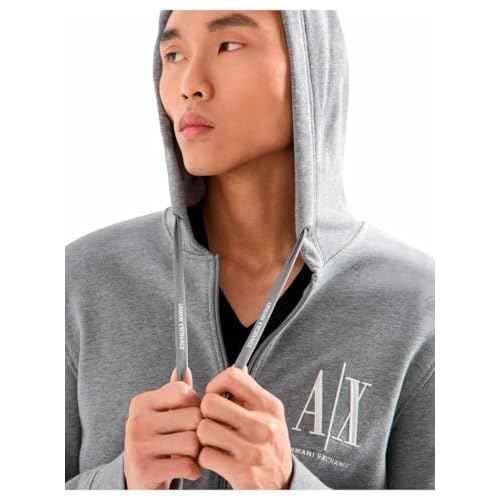Armani Exchange mens Icon Project Embroidered Zip Up Hooded Sweatshirt