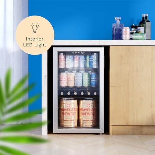 hOmeLabs Beverage Refrigerator and Cooler - 120 Can Mini Fridge with Glass Door for Soda Beer or Wine - Small Drink Dispen...