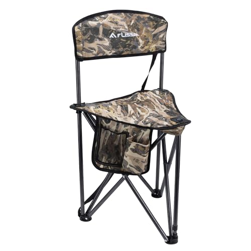 FLISSA Hunting Chair, Folding Tripod Stool, Portable Fishing Chair with Backrest, Outdoor Folding Camping Chair