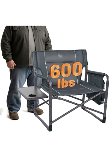 Timber Ridge XXL Directors Chair, 600lbs Capacity Heavy Duty Folding Camping Chair with Side Table & Insulated Pocket, Ove...