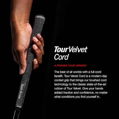 Golf Pride Tour Velvet Cord Golf Grip - Grip with Brushed Cord Technology & Traditional Taper Weather Conditions & Sweaty Hands