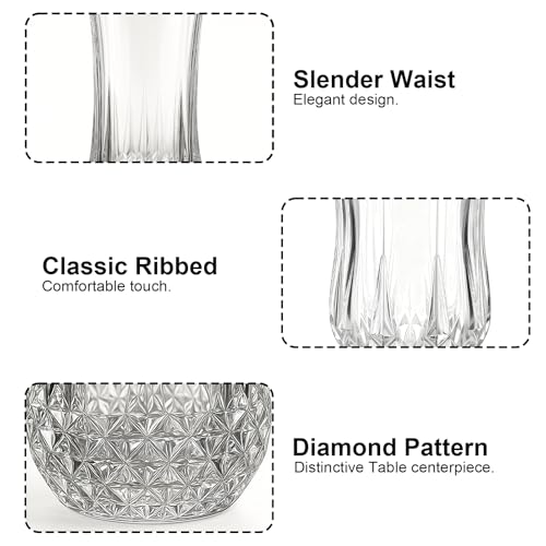 Ruckae Drinking Glasses Set of 8,11 oz and 7 oz Kitchen Water Glass Cups Set,Clear Curvature Glassware Dishwasher Safe,Mix...