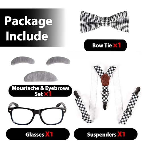 LAETBBE Kids Old Man Costume 100 Days of School Grandpa Costume for Boy 1920s Old Man Cos