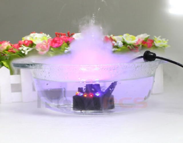 Skrmisda Mist Maker, 12 LED Mister Forgger with Splash Guard Pond Fog Machine, Large Capacity of Mist for Holiday Decor