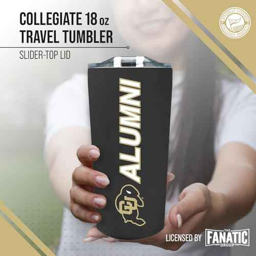 Campus Colors Collegiate Stainless Steel Travel Tumbler for Alumni - 18 oz - Double Walled Insulated Drinkware (Colorado Buffaloes - Black)