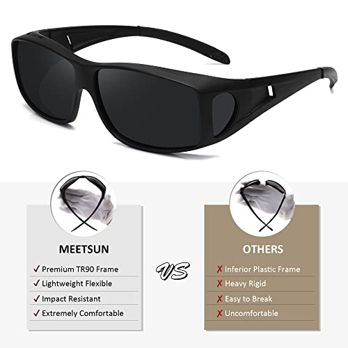 MEETSUN Fit Over Glasses Sunglasses for Men Women,Wrap Around Sunglasses Polarized UV400 Protection
