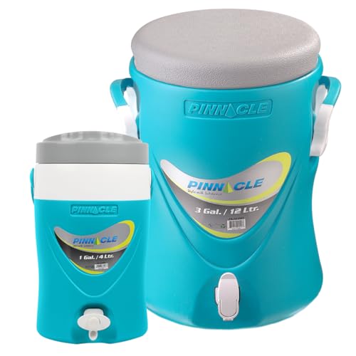 3-Gallon Water Cooler and 1-Gallon Water Jug Set – Insulated Beverage Cooler Dispenser with Pull Tap Spout – Leakproof Spo...