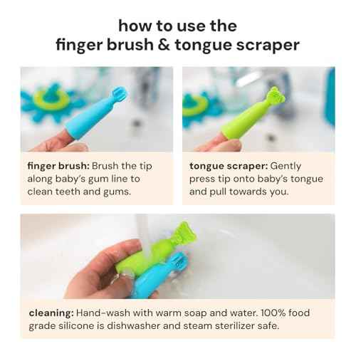 oogiebear Baby Finger Brush & Tongue Scraper - Gentle Oral Care, Soft Silicone, BPA-Free, for Infants & Toddlers