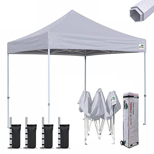 Eurmax USA Premium 10'x10' Pop-up Canopy Tent Commercial Instant Canopies Shelter with Heavy Duty Wheeled Carry Bag Bonus ...