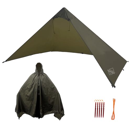 Onewind Lightweight Poncho Shelter, Solitary Shelter Cape Silnylon Emergency Survival Shelter Ultralight Minimalist Shelte...
