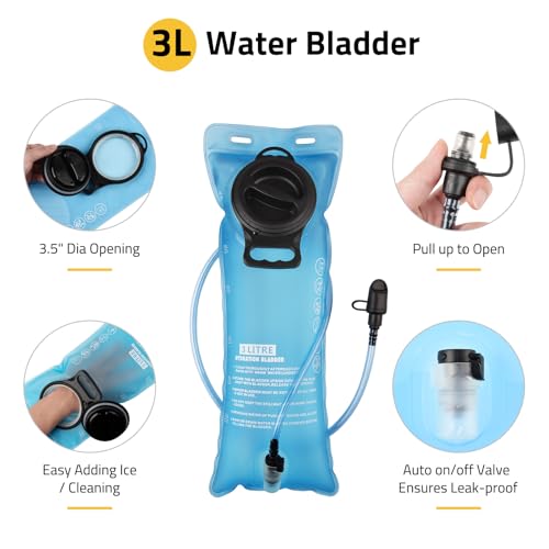 CVLIFE Tactical Hydration Pack 3L - Lightweight Water Bag With Bladder for Men Women, Heavy Duty Molle Backpack for Hikin...