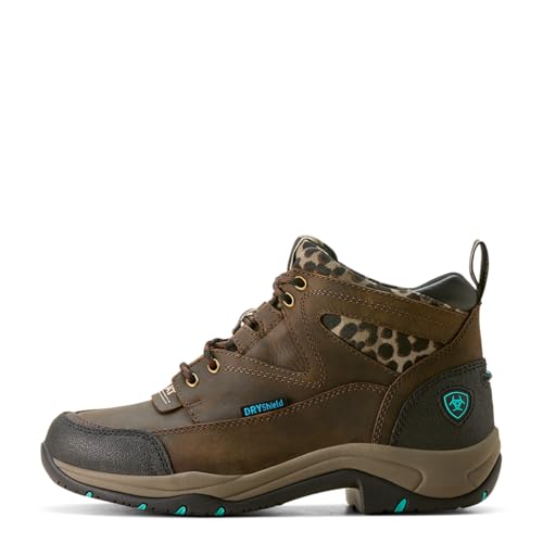 Ariat Women's Terrain Waterproof Boot, Chocolate/Camo Leopard, 7.5 Wide