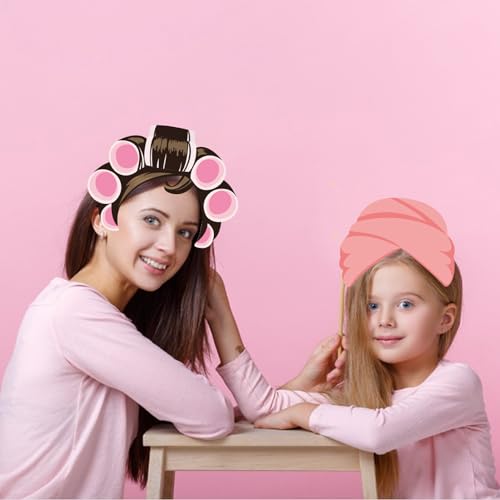 34 Pcs Spa Party Supplies, 25 Pcs Spa Party Photo Booth Props with Sticks 16 inch Aluminum Foil Balloons Banner for Girls ...