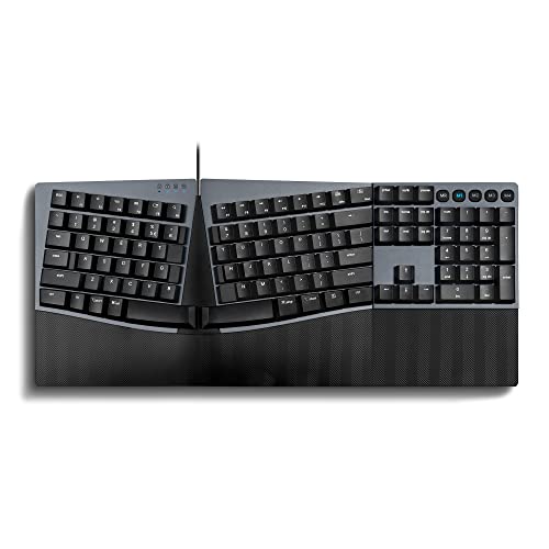 Perixx PERIBOARD-535BR Wired Ergonomic Mechanical Split Keyboard - Low-Profile Brown Tactile Switches - Programmable Featu...