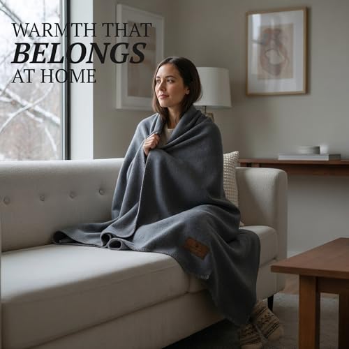 100% Wool Blanket - Premium Ultra-Soft & Warm, Twin 62"x 84" Large Size Blanket for Couch, Bed, Home, Camping & Outdoors