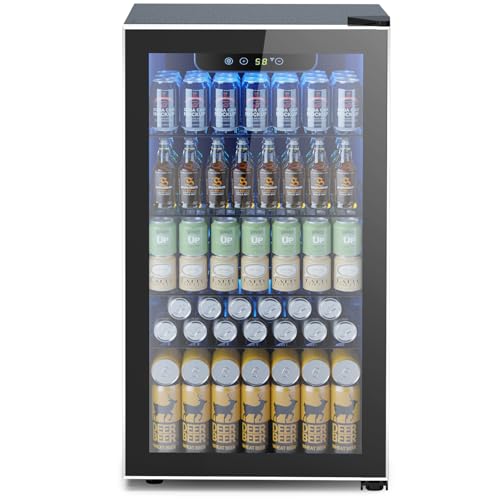 Electactic Mini Fridge 130 Can Beverage Refrigerator Cooler, 3.2 Cu.Ft Drink Fridge for Soda Wine Beer, Adjustable Tempera...