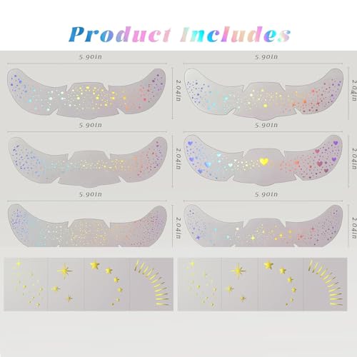 Freckles Face Tattoo, All-in-One Holographic & Gold Glitter, Waterproof and Sweatproof Sparkle Speckles Patches, Festival ...