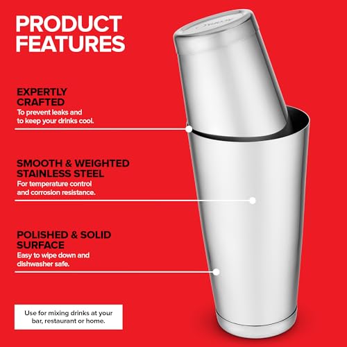Boston Cocktail Shaker, Drink Mixing Set (18oz & 28oz) Weighted Stainless Steel Shaker Tins, Cocktail & Martini Mixed Drin...