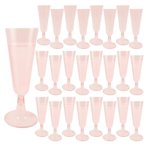 GQYJENTLX Champagne Flutes Plastic,25 Pack Disposable Champagne Glasses,Clear Stemless Shot Cocktail Martini Wine Glasses,...
