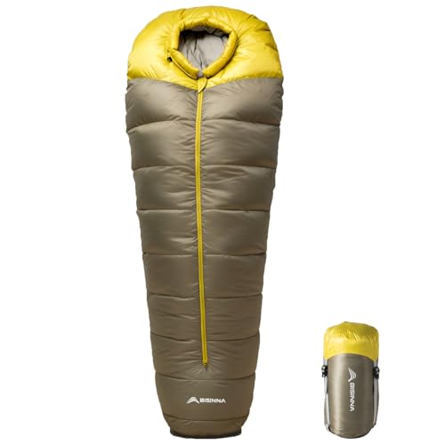 BISINNA Down Mummy Sleeping Bag for Adults 650FP Cold Weather Sleeping Bag 4 Season Compact Sleeping Bag with Compression ...