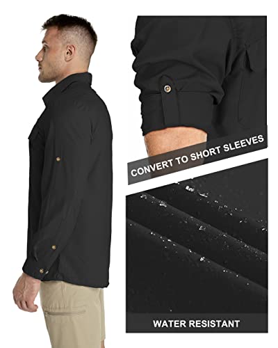 33,000ft Men's Long Sleeve Sun Protection Shirt UPF 50+ UV Quick Dry Cooling Fishing Shirts for Travel Safari Camping Hiking