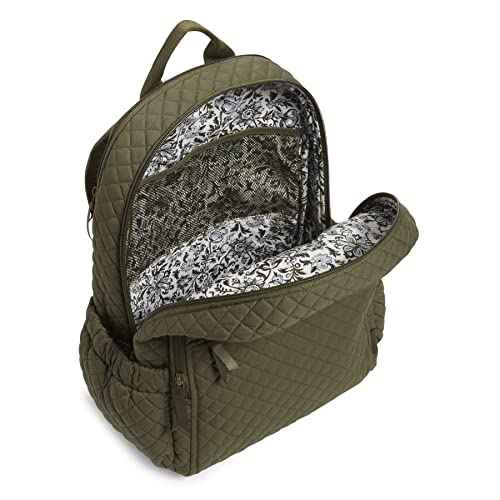 Vera Bradley Women's Cotton Campus Backpack, Climbing Ivy Green - Recycled Cotton, One Size
