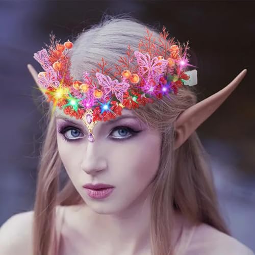 Campsis Light Up Flower Crown Headbands LED Fairy Floral Hair Accessories for Women
