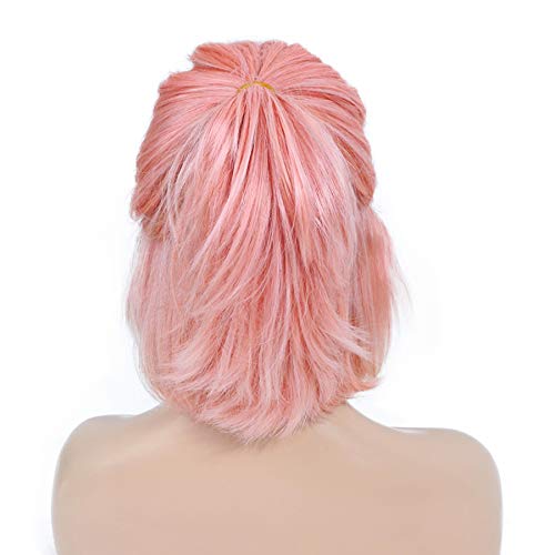 Smartinnov 13x4 HD Lace Front Bob Wigs, Pink Human Hair 8inch Bob Pre Plucked Glueless Short Cut 180% Density HD Transparent Lac