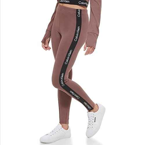 Calvin Klein Performance Women's High Waisted Logo Leggings, Terre, Small