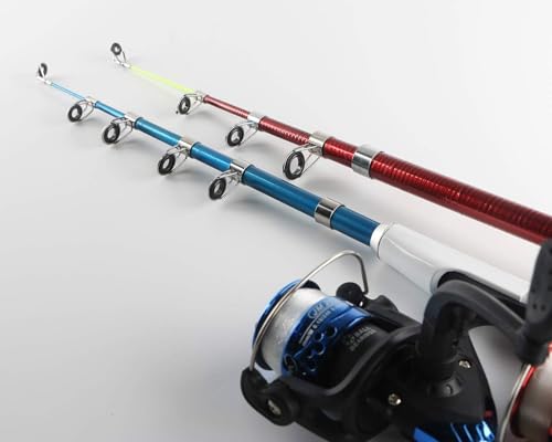 Fishing Rod Reel Combos Collapsible Fishing Rod Kit, 2PCS Telescopic Fishing Pole+2PCS Spinning Reels+Lures Hooks+Tackle B...