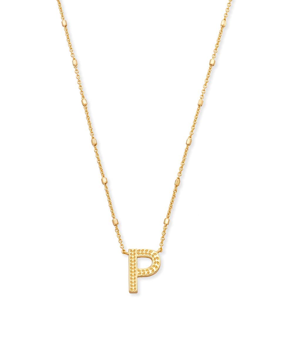 Kendra Scott Letter P Pendant Necklace for Women, Fashion Jewelry, 14k Gold-Plated Brass, Gold Metal, Letter P
