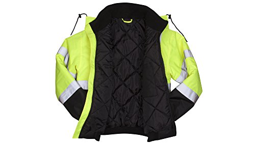 Pyramex RJ32 Series Waterproof Hi-Vis Orange Lime Bomber Jacket with Quilted Lining - Size Large