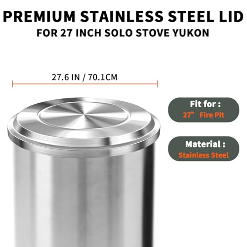 Pariplus Lid for Solo Stove Yukon - 27 Inch Stainless Steel Fire Pit Lid Cover for Solo Stove Yukon, Fire Pit Accessories ...